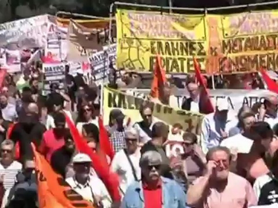 European protesters in May Day marches against austerity.