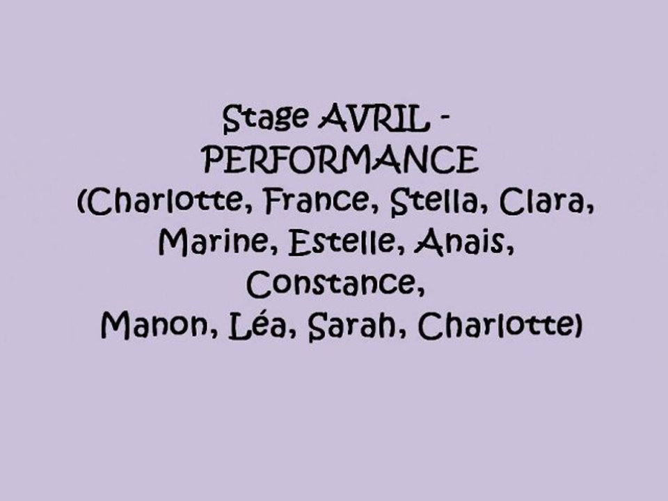 Stage Performance avril 2012