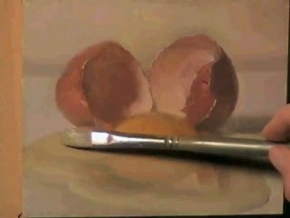 Художник рисует разбитое яйцо.