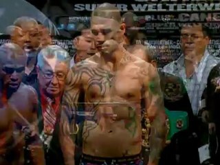 Floyd Mayweather and Miguel Cotto weigh in