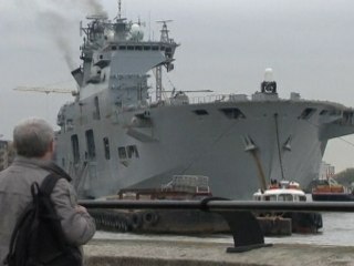 Britain's Biggest Warship Sails Into London For Olympics