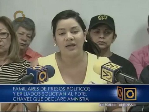 Exigen amnistía general para presos políticos tras declaraciones de Aponte