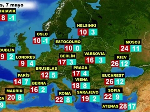 El tiempo en Europa, por países, previsión lunes 7 y martes 8 de mayo