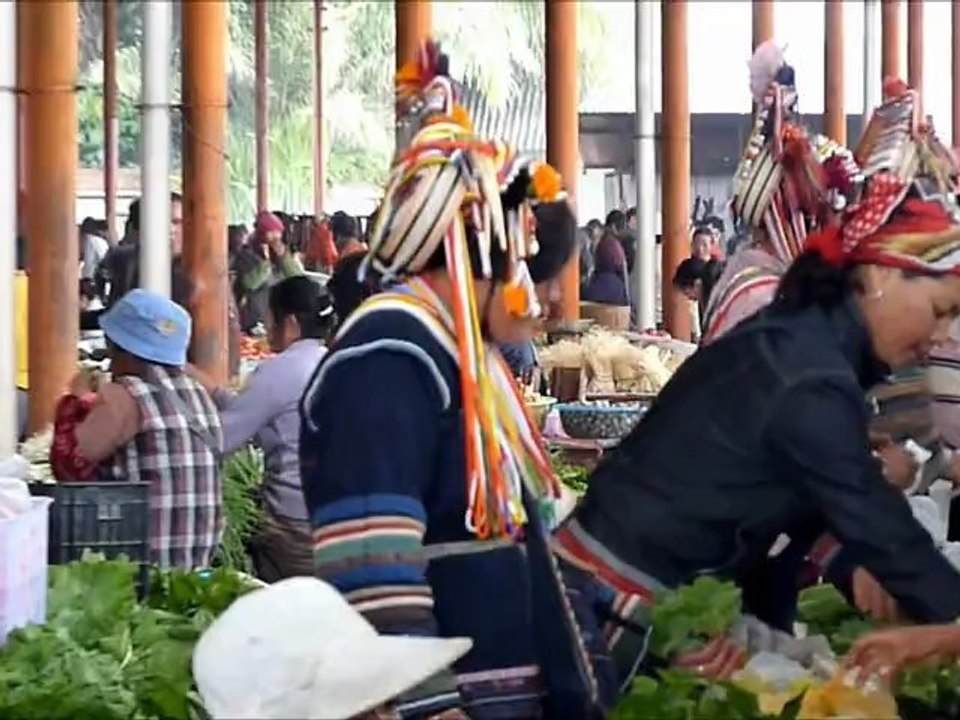 Menglian, Yunnan, China, marché et fabrique de nouilles, nov. 2010