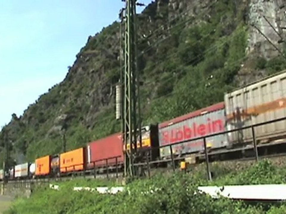Züge zwischen Loreley und Roßstein, BR151, SBB Cargo Re482, 2x BR185, MRCE BR189, 2x BR428, BR427