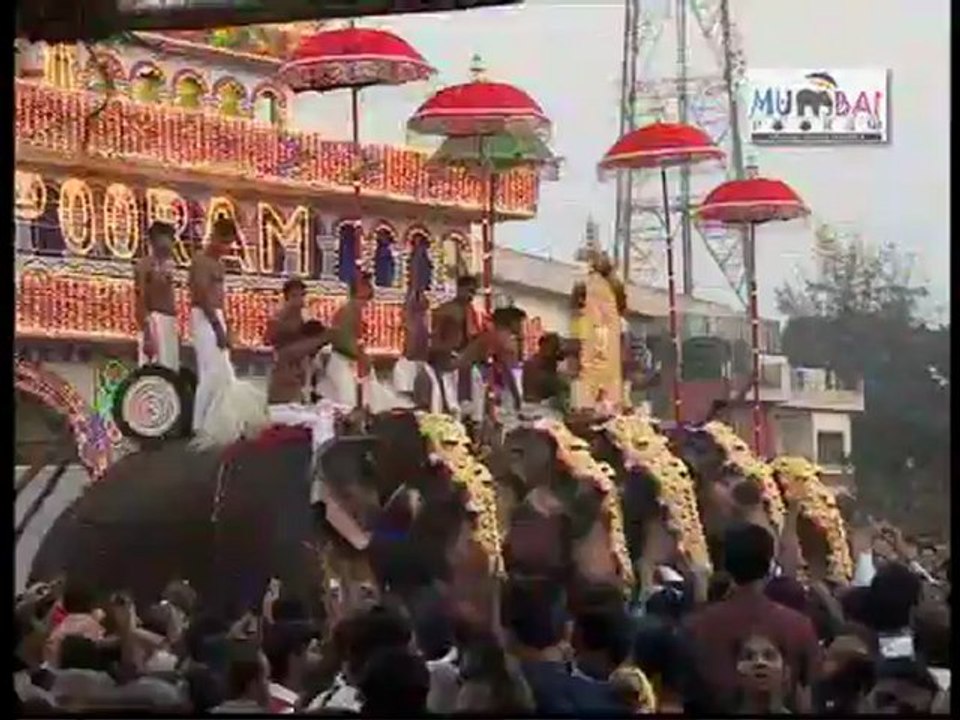 Mumbai Pooram: Melam accompanying Elephants Part 2