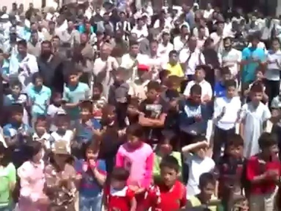 فري برس ادلب خان شيخون  مظاهرة صباحية تندد بانتخابات مجلس الشعب  7 5 2012 Idlib