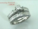 Princess Cut 3 Stone Diamond Bridal Wedding Rings Set In Channel Setting FDENS1186PR