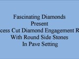 Princess Cut Diamond Engagement Ring With Round Side Stones In Pave Setting FDENS3101PRR