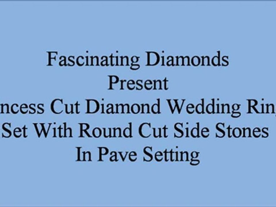 Princess Cut Diamond Wedding Rings Set With Round Cut Side Stones In Pave Setting FDENS3101PR
