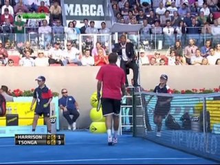 Jo-Wilfried Tsonga gives the point to Ryan Harrison. Madrid 2012