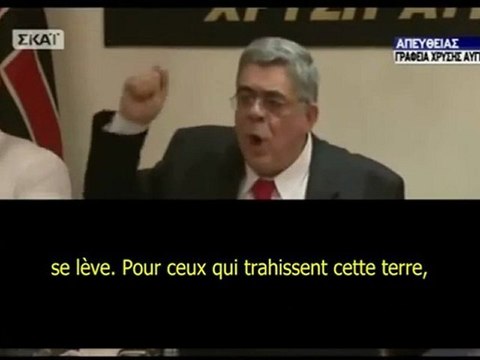 Discours de Nikólaos Michaloliákos, Président du Mouvement Populaire National Aube Dorée le soir du résultat des élections