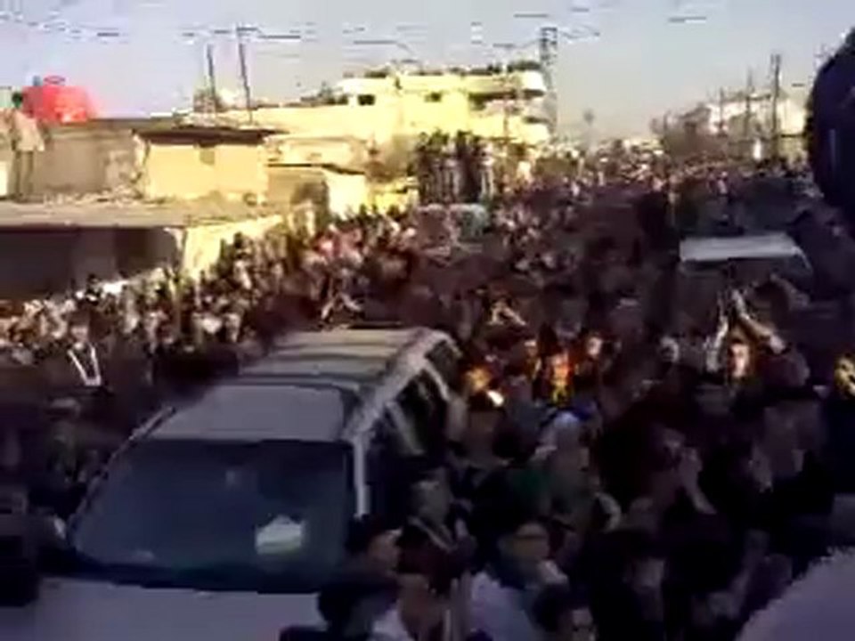 فري برس  حماه المحتلة تشيع الشهيد المجند محمد اليوسف  من قرية التريمسة ريف حماه 10 5 2012 Hama