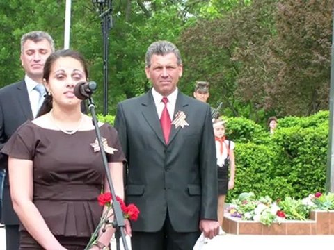 г.Кагул. Парад Победы. Выступление советника гор.Совета Филипенко Ольги