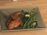 Repas divin 2 : Poulet croustillant au curry et haricots verts aux amandes