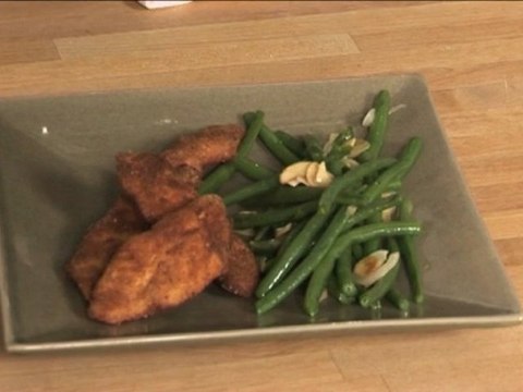 Repas divin 2 : Poulet croustillant au curry et haricots verts aux amandes