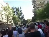 Syria فري برس دمشق مظاهرة وقطع الطريق تحت جسر المتحلق السبت 12 5 2012 Damascus