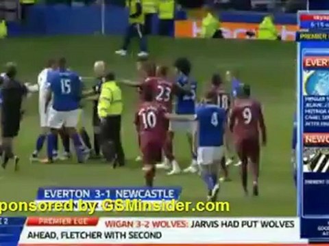 Tim Cahill vs Cabaye Fight Brawl After Match - Everton 3-1 Newcastle United