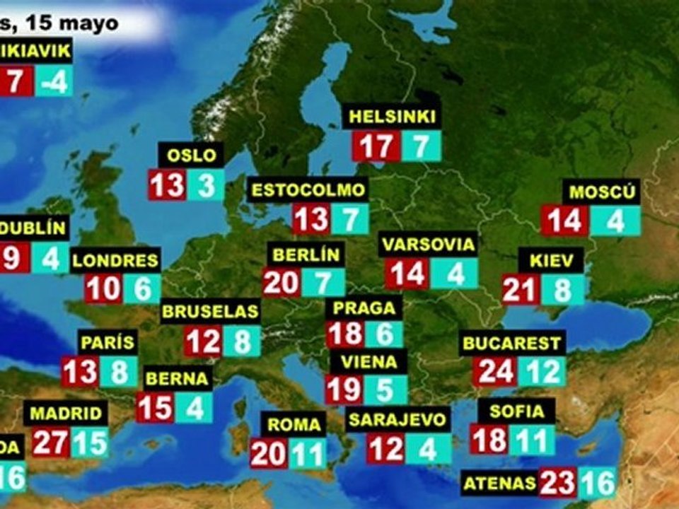 El tiempo en Europa, por países, previsión lunes 14 y martes 15 de mayo