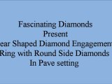 Pear Shaped Diamond Engagement Ring with Round Side Diamonds In Pave setting FDENS3008PER