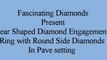 Pear Shaped Diamond Engagement Ring with Round Side Diamonds In Pave setting FDENS3008PER