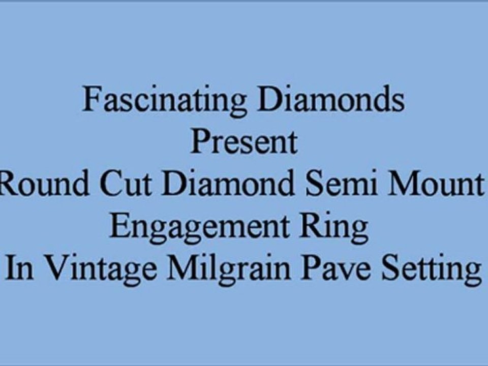 Round Cut Diamond Semi Mount Engagement Ring In Vintage Milgrain Pave Setting FDENS1255R-SM