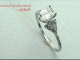 Emerald Cut Diamond Engagement Ring W Round & Trillion Diamonds In Pave Setting FDENS3108EMR