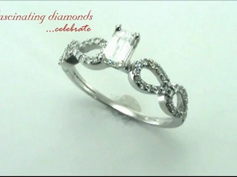 Emerald Cut Split Swirl Band Diamond Engagement Ring In Pave Setting FDENS3040EMR