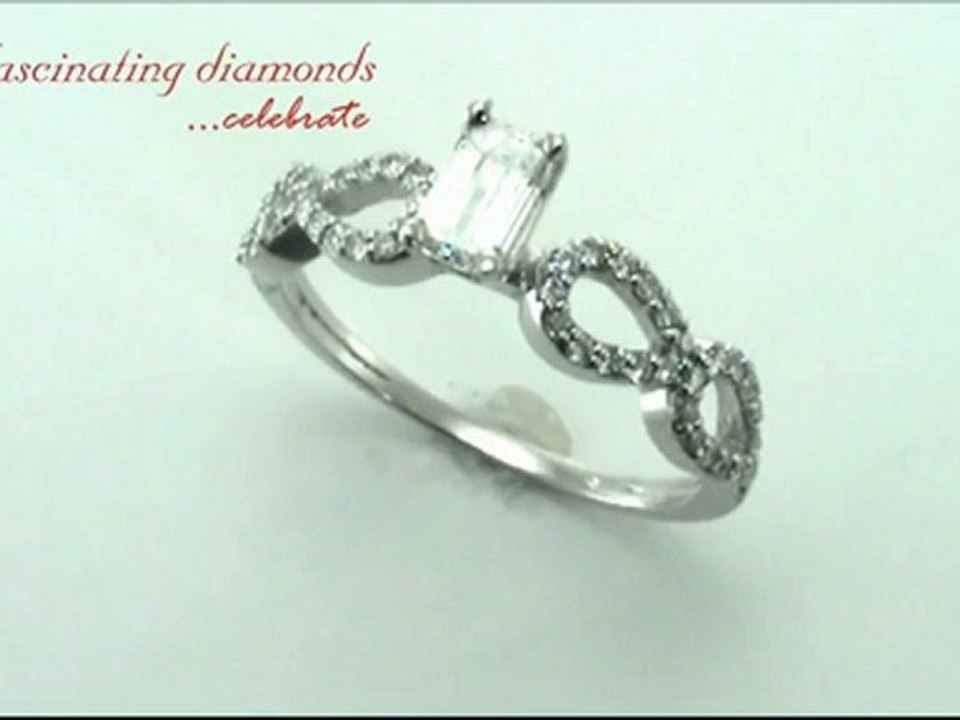 Emerald Cut Split Swirl Band Diamond Engagement Ring  In Pave Setting FDENS3040EMR