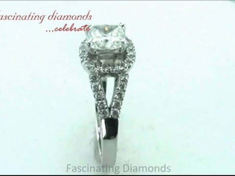 Cushion Cut Halo Petite Diamond Split Band Engagement Ring In Micro-Pave Setting FDENS3158CUR