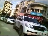 Syria فري برس إدلب  المراقبين الدوليين برفقة الشبيحة و الجيش 14 5 2012 Idlib