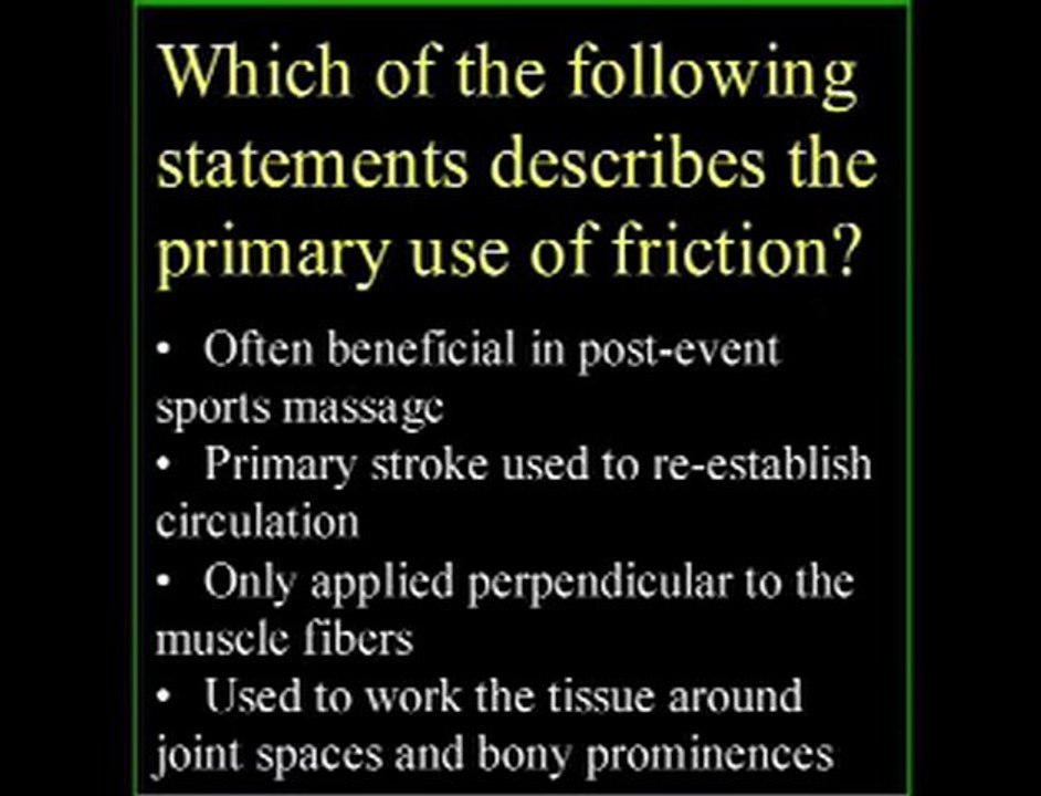 Massage Test Question #32