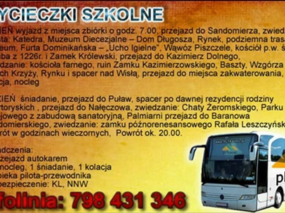 Wycieczki dla firm / wycieczka szkolna  - Sandomierz, Kazimierz Dolny, Puławy,