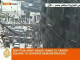 Egyptian tanks clearing Tahrir protesters