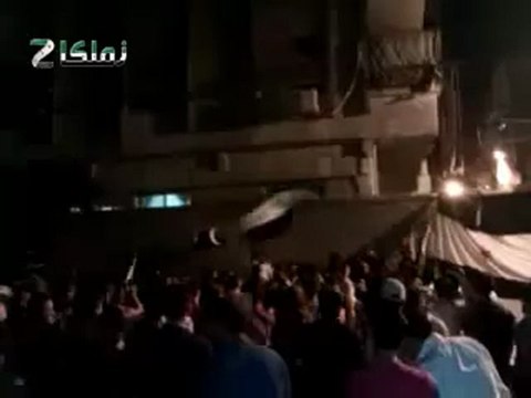 Syria فري برس ريف دمشق زملكا مظاهرة مسائية رغم الحصار تحية لأحرار لبنان15 5 2012 Damascus