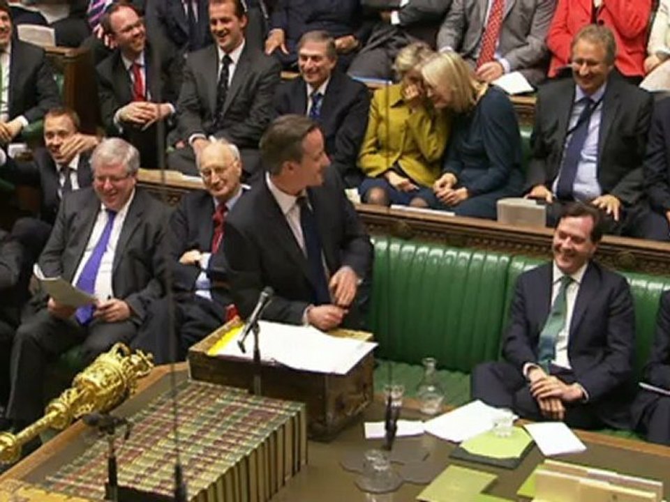LOL! Miliband and Cameron laugh out loud during...
