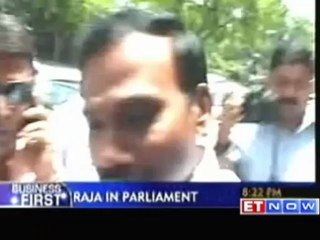 Day after release from jail , ARaja attends Parliament