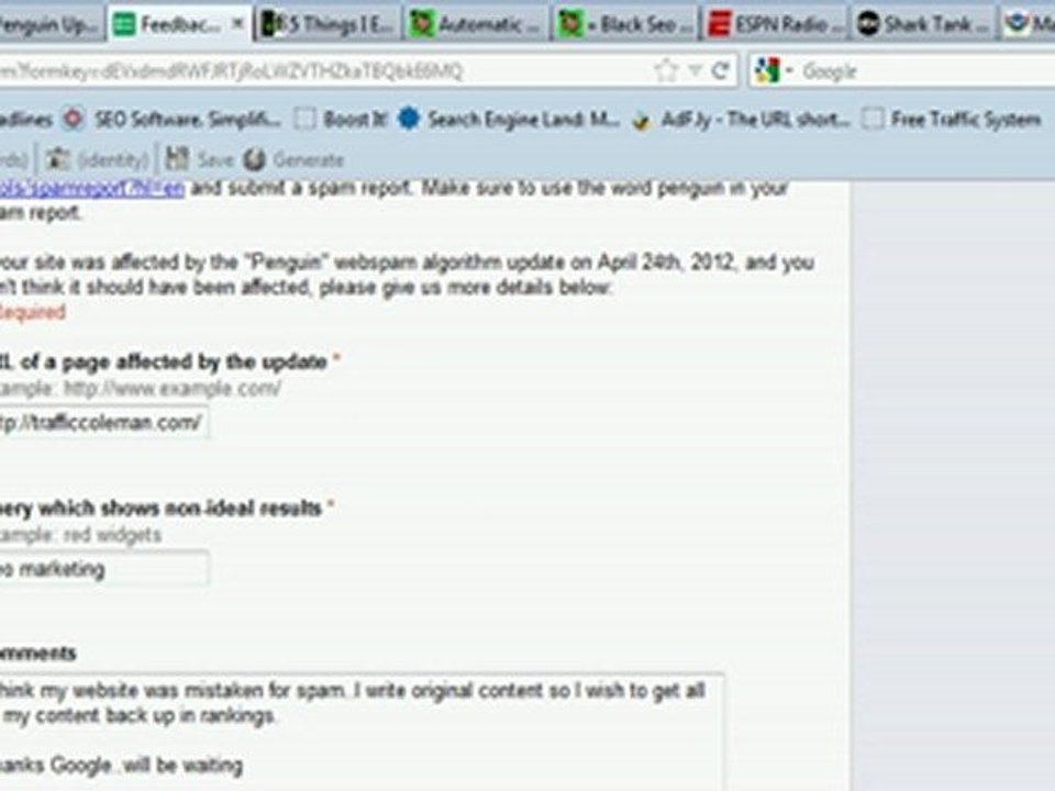 Penguin Update Form Will Get Your Site Back On Top