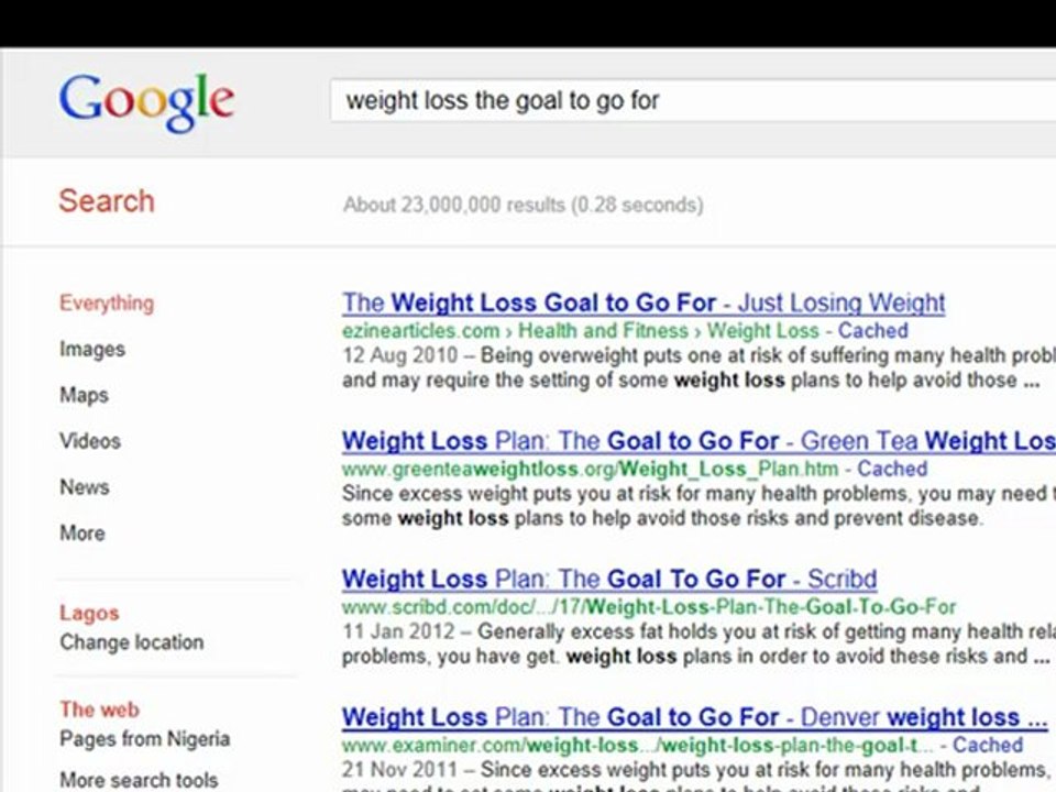 weight loss goal--The realistic goal to go for