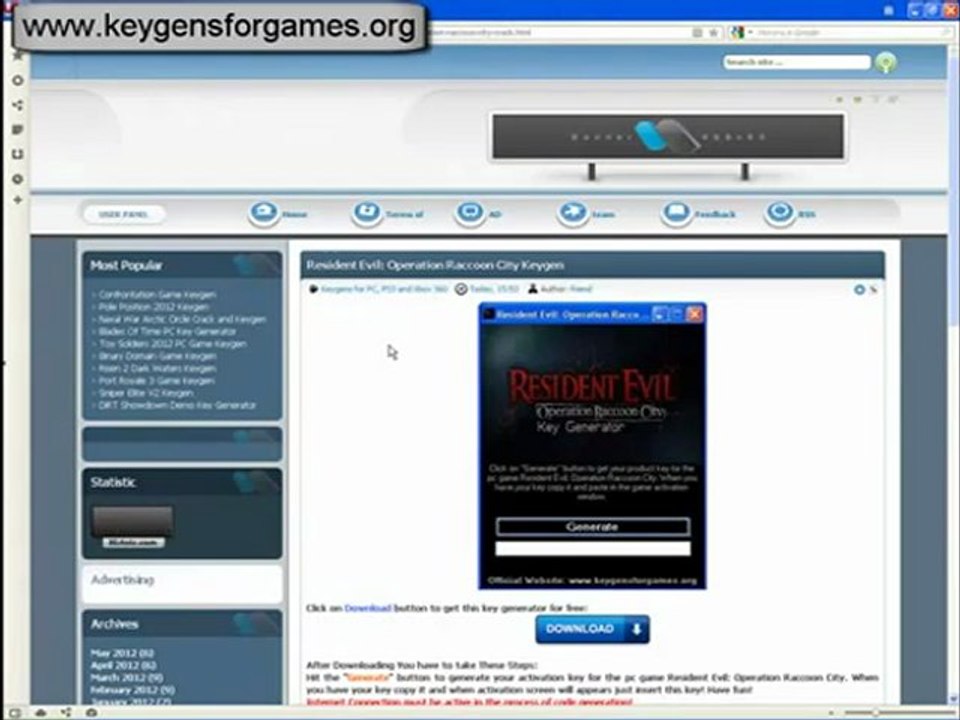 Resident Evil Operation Raccoon City Activation ™ Keygen Crack ™ FREE Download