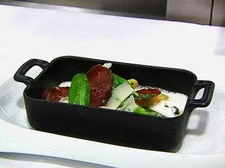 Cuisine et Voo : "Velouté d'asperges à la viande de grison"par Aurélien Mauny