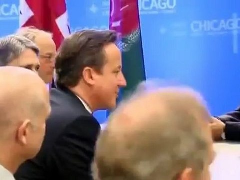 British PM Cameron Meets Afghan President Karzai on Sidelines of NATO Summit