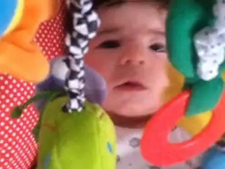 luna jugando con sus juguetes nuevos