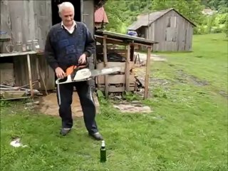 Opening Beer with Chainsaw