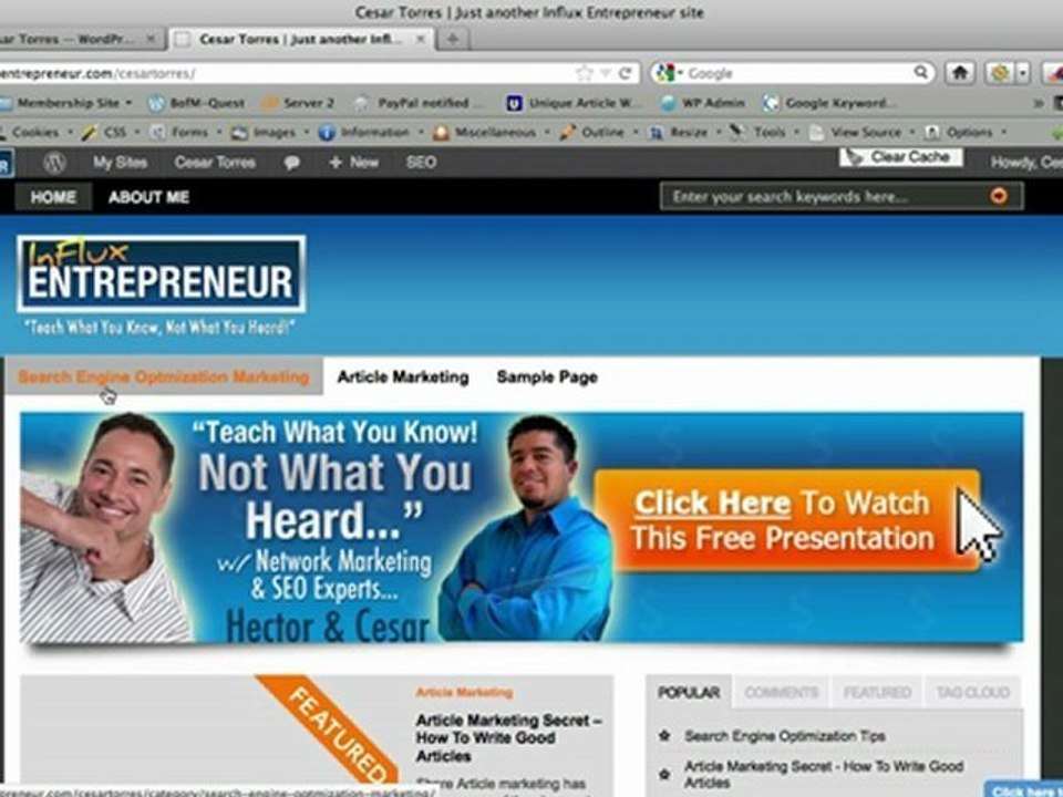 How to create custom menus using the Inf