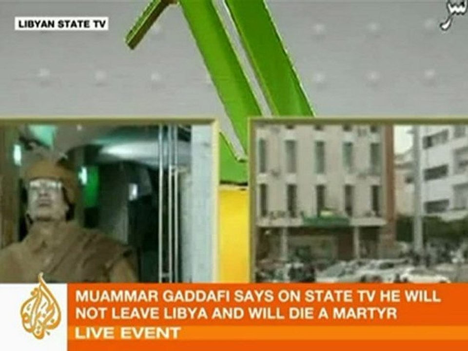 Muammar Gaddafi addresses the nation