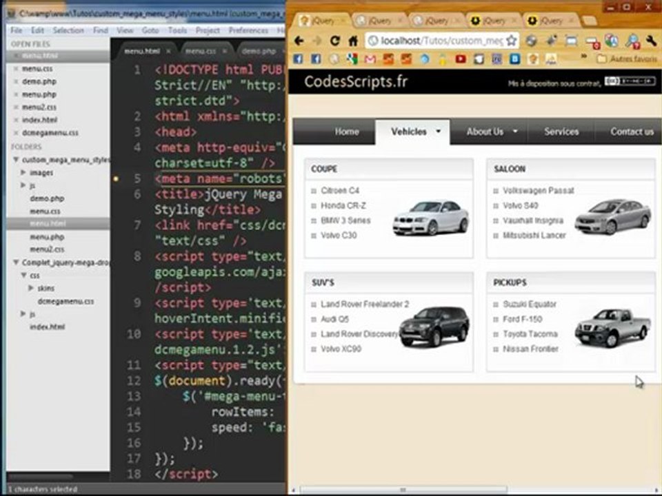 Mega Drop Down Menu réalisé avec jQuery