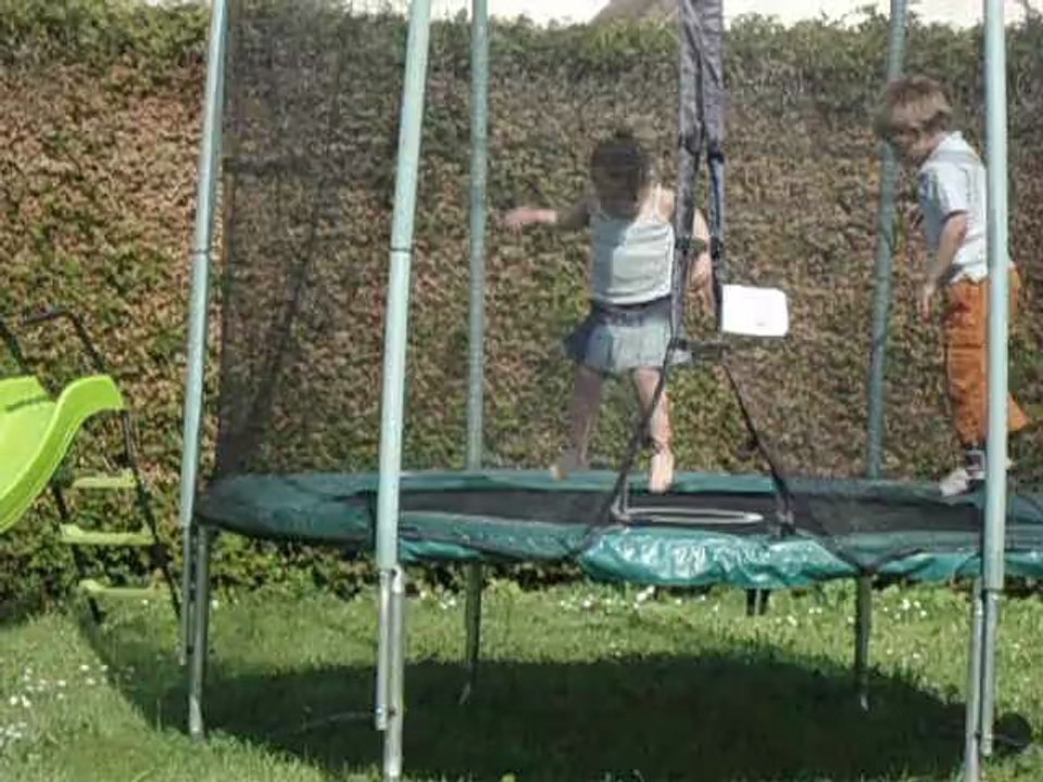 Les loulous dans le trampoline