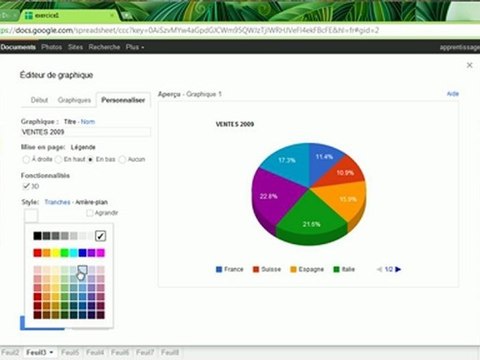 Créer un Graphique sur le tableur Google Docs