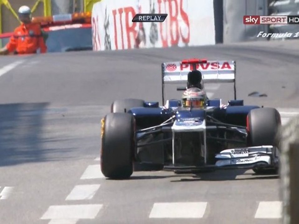 Formula 1 Monaco 2012 FP3 Big crash Maldonado